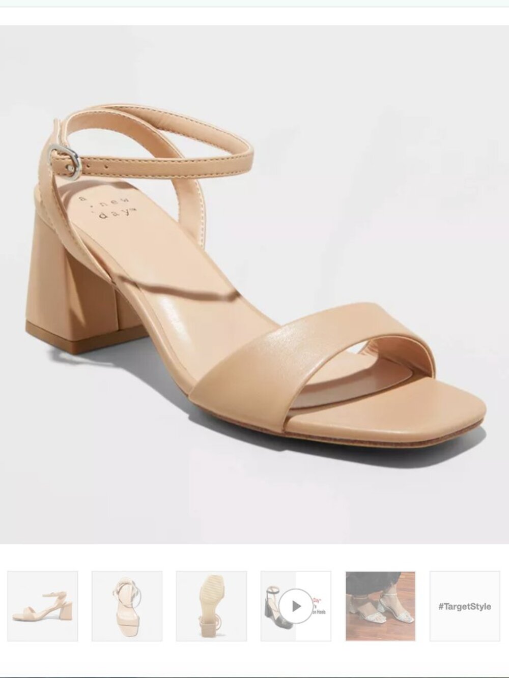 A New Day Women's Tan Block Heels with Memory Foam Insole